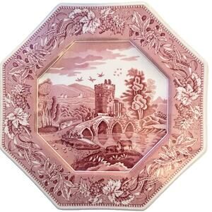 Spode Lucano Sutherland Octagonal Decorative Plate 9 Inch Pink Eng Archive Plate